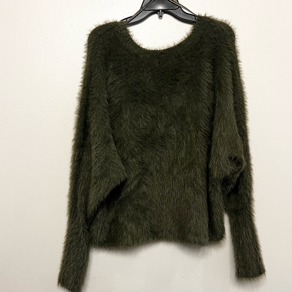 Jessica Simpson‎ Dark Green Fuzzy Sweater Womens Medium - Picture 5 of 6